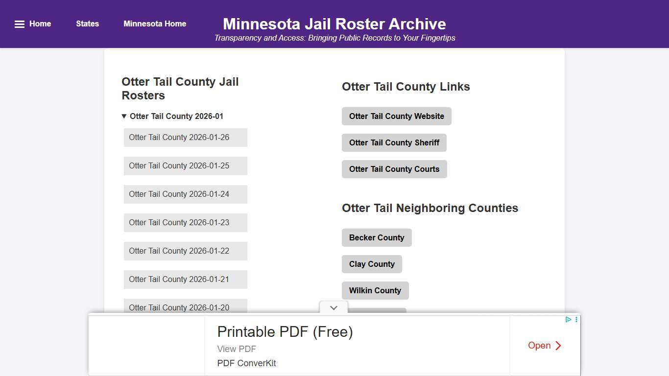 Otter Tail County - Minnesota Jail Rosters